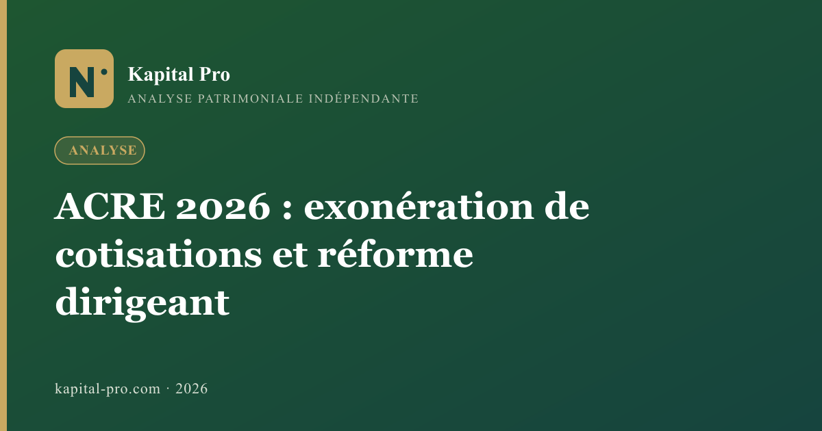 ACRE 2026 : exonération de cotisations et réforme dirigeant - Kapital Pro