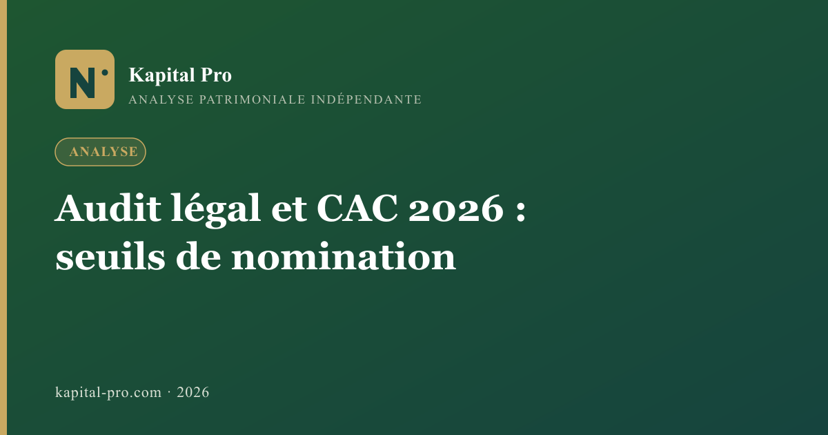 Audit légal et CAC 2026 : seuils de nomination et missions du commissaire - Kapital Pro