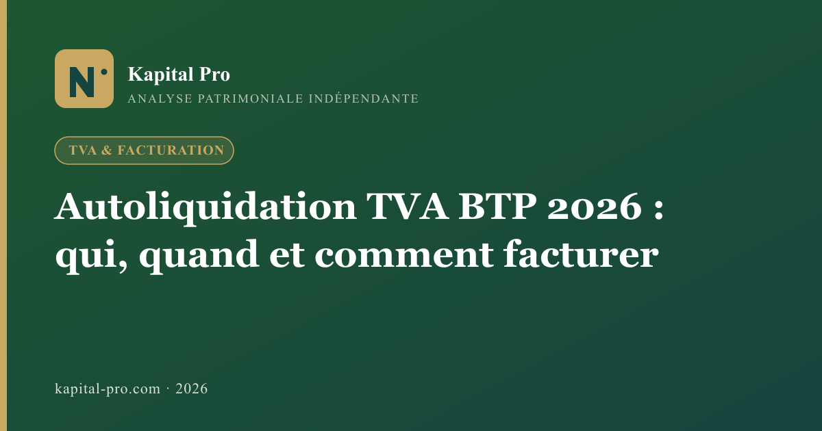 Autoliquidation TVA BTP 2026 : qui, quand et comment facturer - Kapital Pro