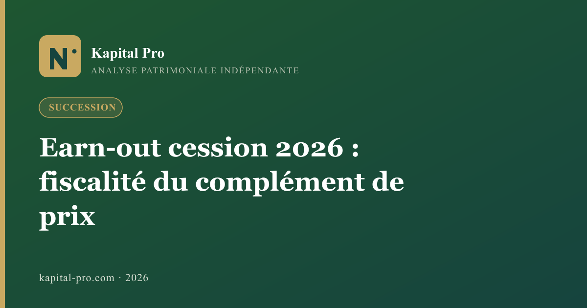 Earn-out cession 2026 : fiscalité du complément de prix pour le dirigeant - Kapital Pro