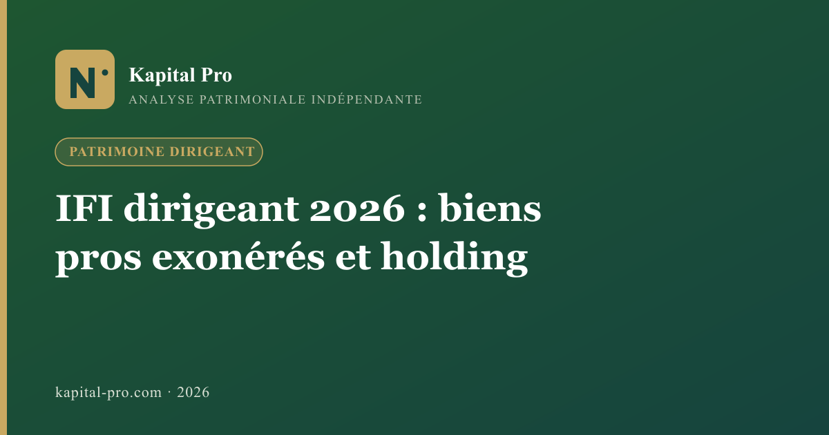 IFI dirigeant 2026 : biens professionnels exonérés, holding patrimoniale et arbitrage - Kapital Pro