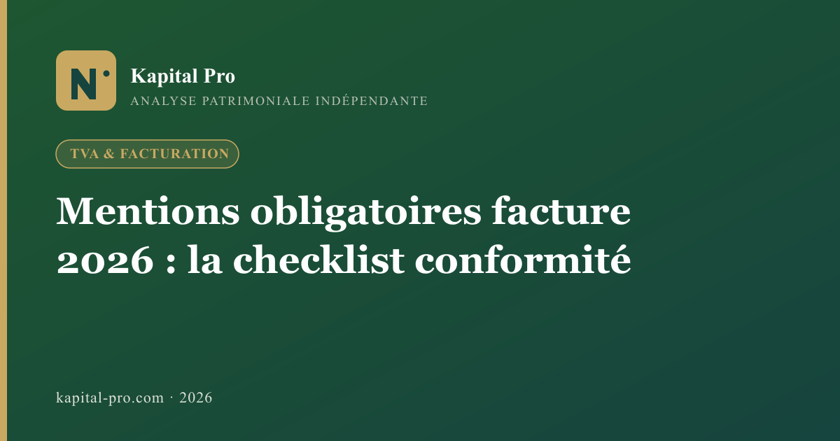 Mentions obligatoires facture 2026 : la checklist conformité - Kapital Pro