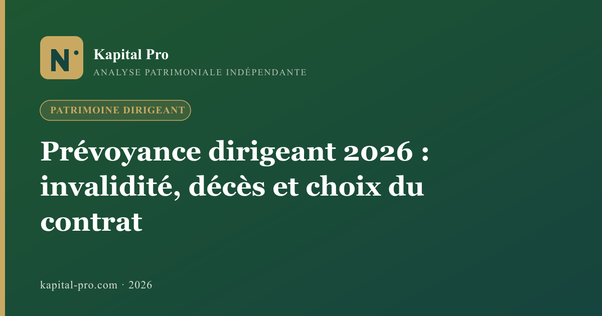 Prévoyance dirigeant 2026 : invalidité, décès et choix du contrat - Kapital Pro