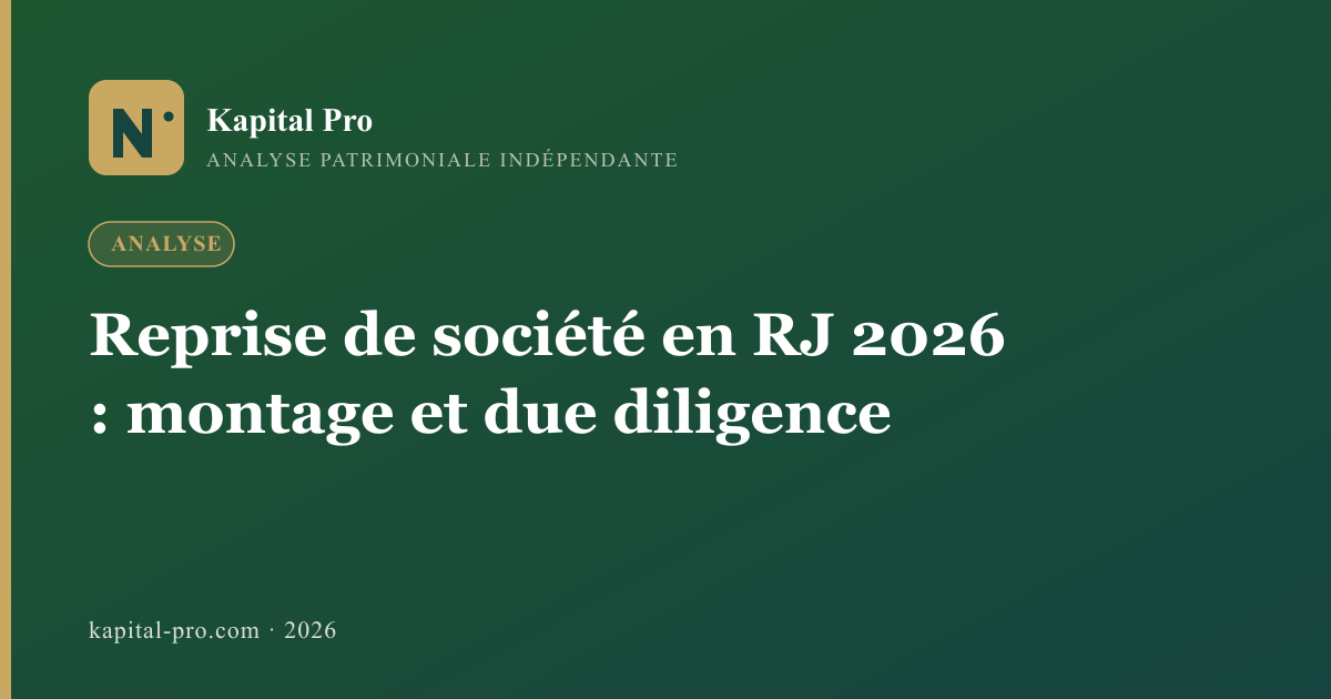 Reprise de société en redressement judiciaire 2026 : montage, due diligence et accompagnement avocat - Kapital Pro