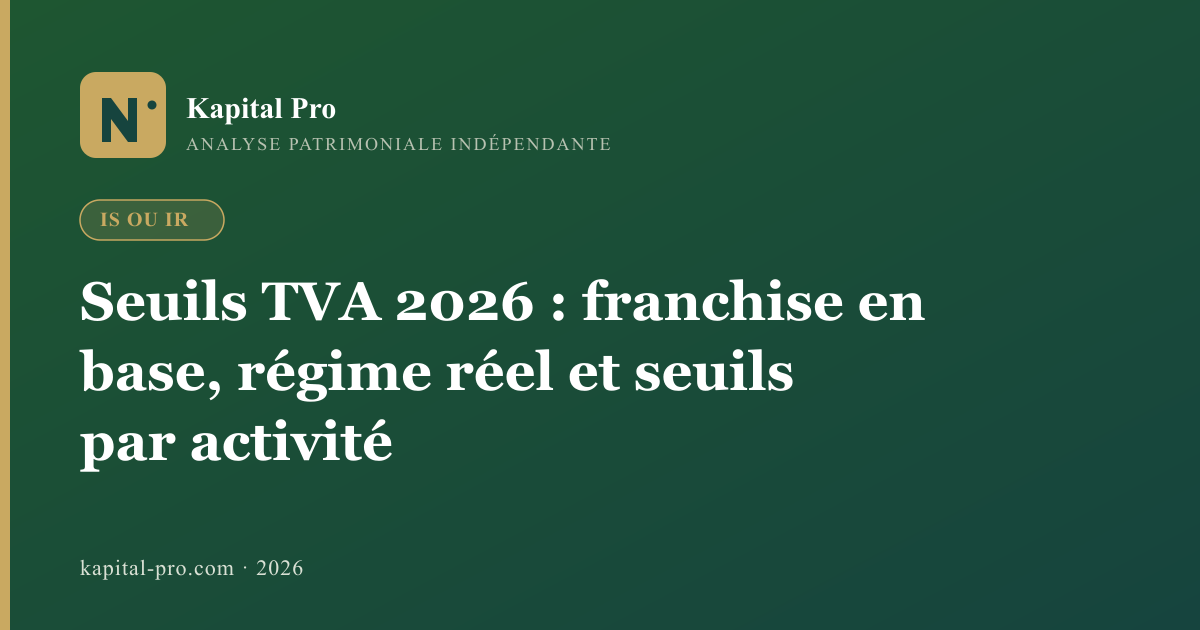 Seuils TVA 2026 : franchise en base, régime réel et seuils par activité - Kapital Pro
